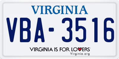 VA license plate VBA3516