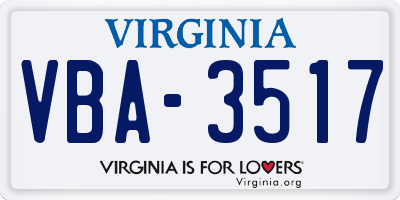 VA license plate VBA3517