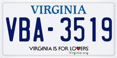 VA license plate VBA3519