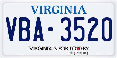VA license plate VBA3520