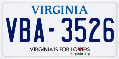 VA license plate VBA3526