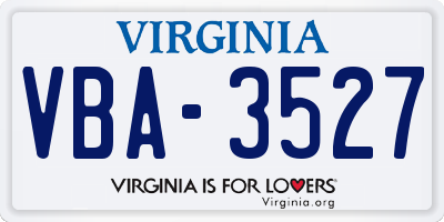 VA license plate VBA3527