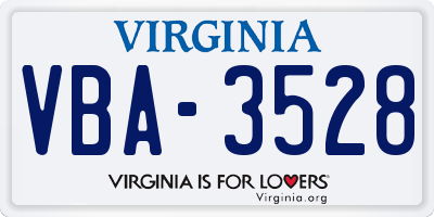 VA license plate VBA3528