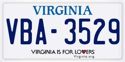 VA license plate VBA3529