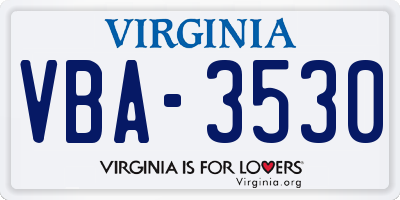 VA license plate VBA3530