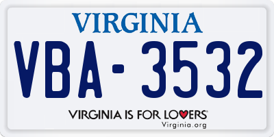 VA license plate VBA3532