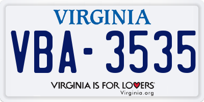 VA license plate VBA3535