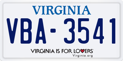 VA license plate VBA3541