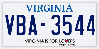VA license plate VBA3544