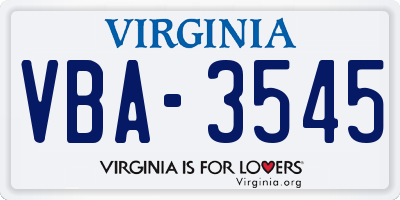 VA license plate VBA3545