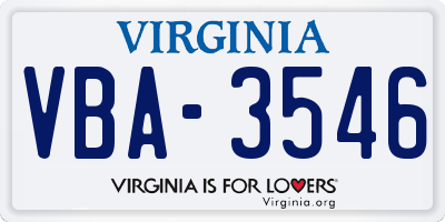 VA license plate VBA3546
