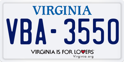 VA license plate VBA3550
