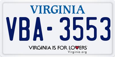 VA license plate VBA3553