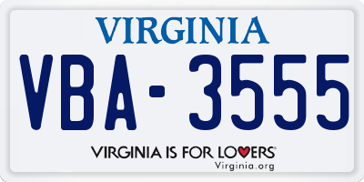 VA license plate VBA3555
