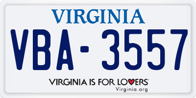 VA license plate VBA3557