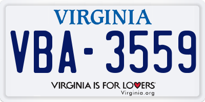 VA license plate VBA3559