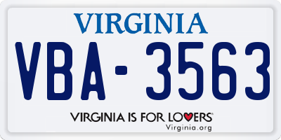 VA license plate VBA3563
