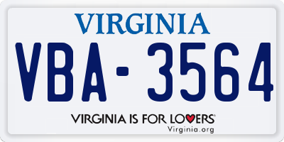 VA license plate VBA3564