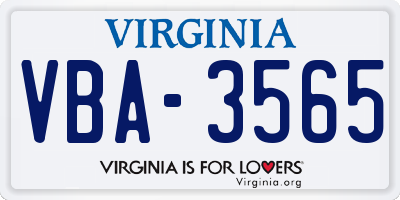 VA license plate VBA3565