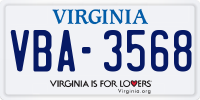 VA license plate VBA3568