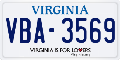 VA license plate VBA3569