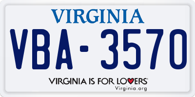 VA license plate VBA3570