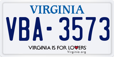 VA license plate VBA3573