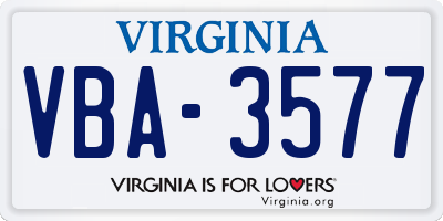 VA license plate VBA3577