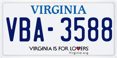 VA license plate VBA3588