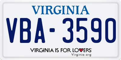 VA license plate VBA3590