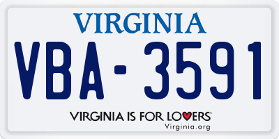 VA license plate VBA3591