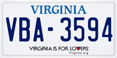 VA license plate VBA3594