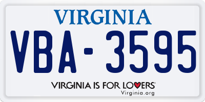 VA license plate VBA3595