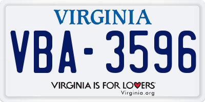 VA license plate VBA3596