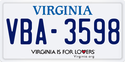 VA license plate VBA3598