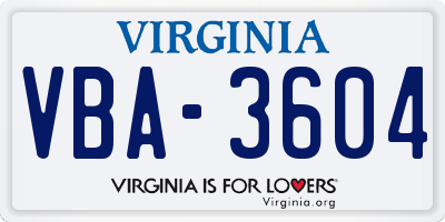 VA license plate VBA3604