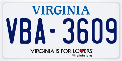 VA license plate VBA3609