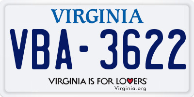 VA license plate VBA3622