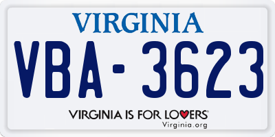 VA license plate VBA3623