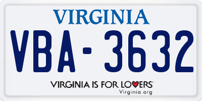 VA license plate VBA3632