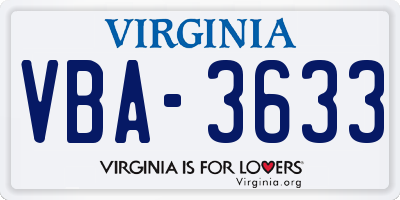 VA license plate VBA3633