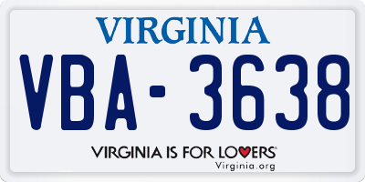 VA license plate VBA3638