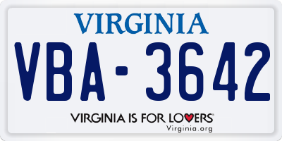 VA license plate VBA3642