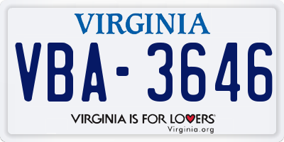 VA license plate VBA3646