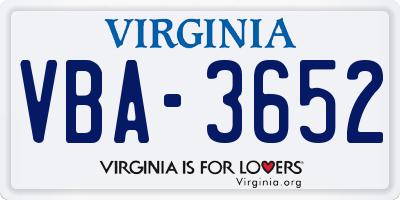 VA license plate VBA3652