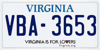 VA license plate VBA3653