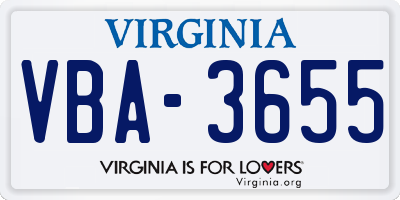 VA license plate VBA3655