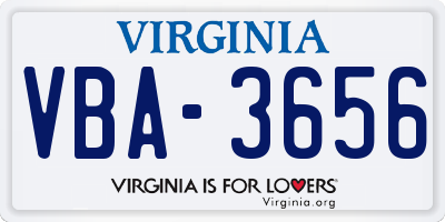 VA license plate VBA3656