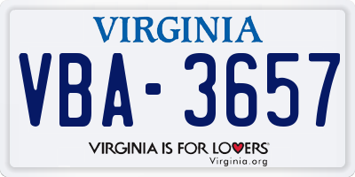 VA license plate VBA3657