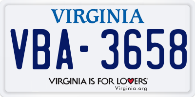 VA license plate VBA3658